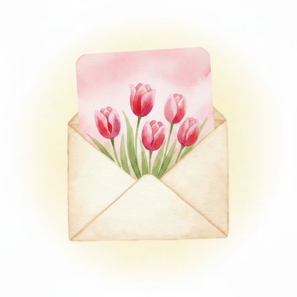 Envelope Flat Top with Tulips