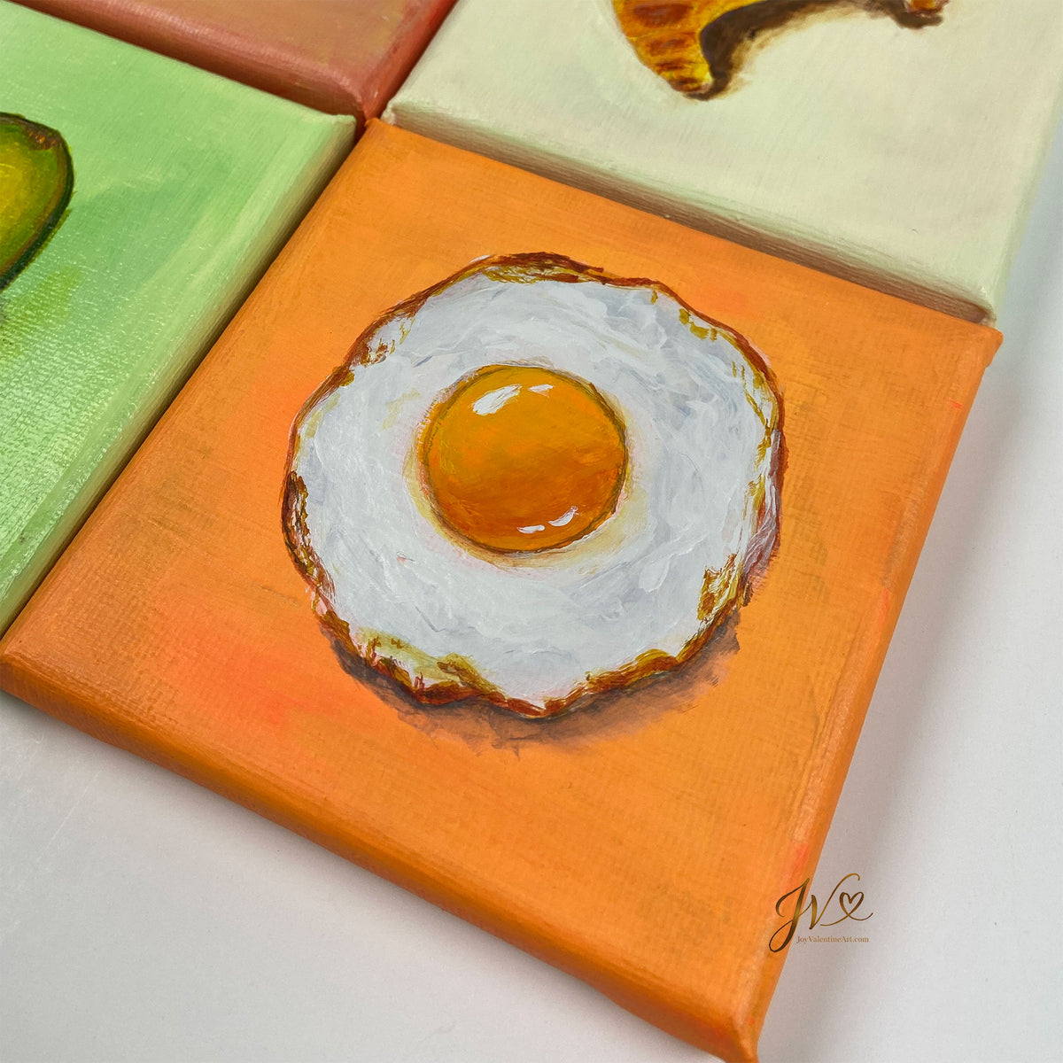 Sunny Side Up mini original acrylic painting close-up detail by Joy Valentine