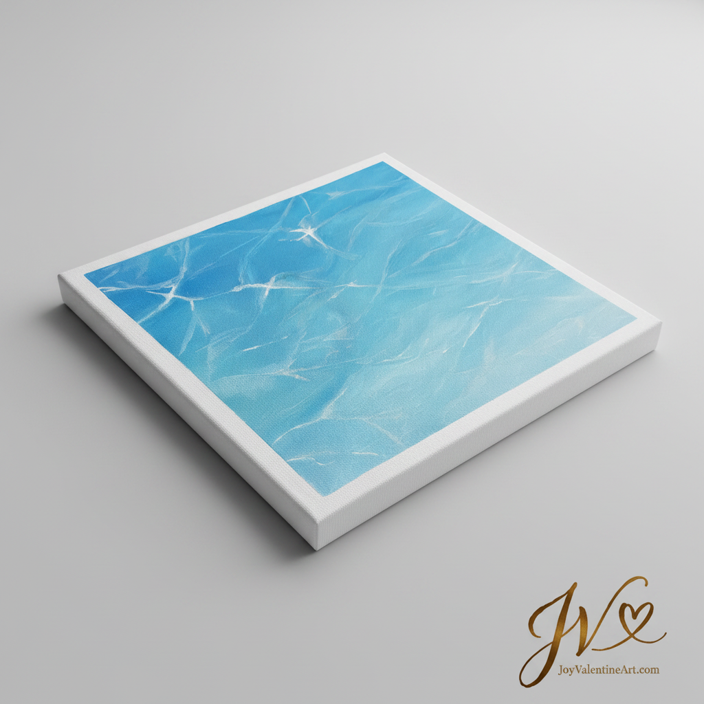 Sunlit Whispers original acrylic painting angled lay flat view by Joy Valentine