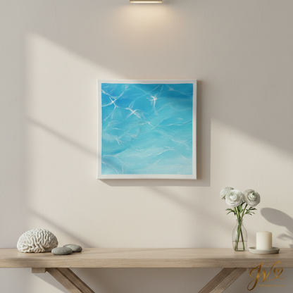 Sunlit Whispers original acrylic painting lifestyle room scene light wall by Joy Valentine