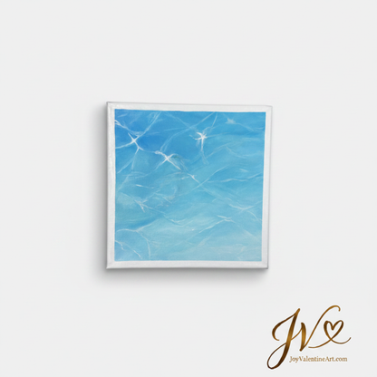 Sunlit Whispers original acrylic painting unframed on light grey wall by Joy Valentine