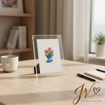 Pink Rainboot Floral Collection original ACEO set office desk display by Joy Valentine