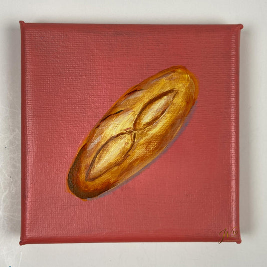 Mini Painting Le Petit Baguette original acrylic painting unframed by Joy Valentine