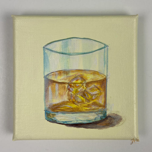 Mini Painting Iced Tea original acrylic painting unframed by Joy Valentine