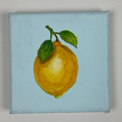 Mini Painting Lemon original acrylic painting unframed by Joy Valentine