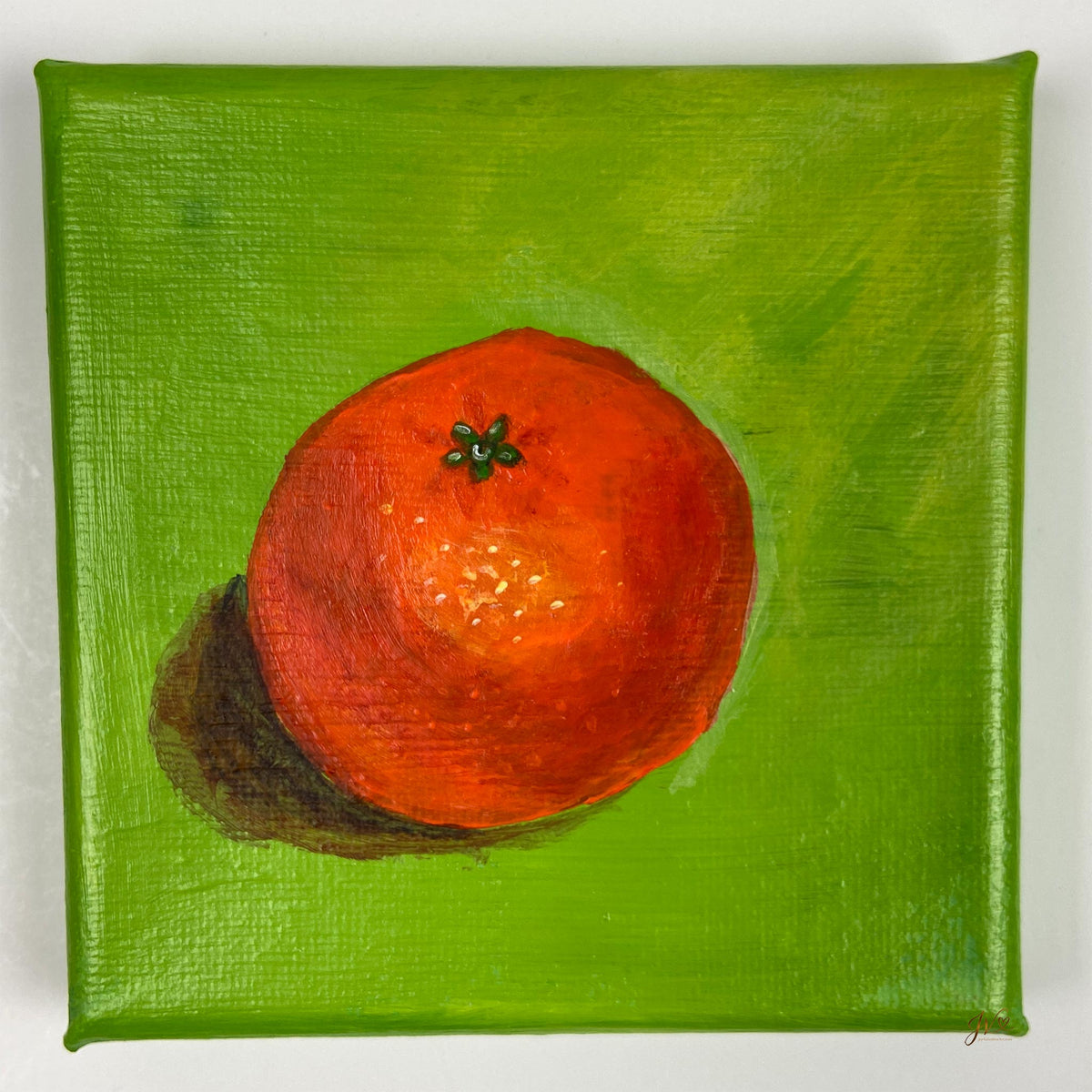 Mini Painting Orange original acrylic painting unframed by Joy Valentine