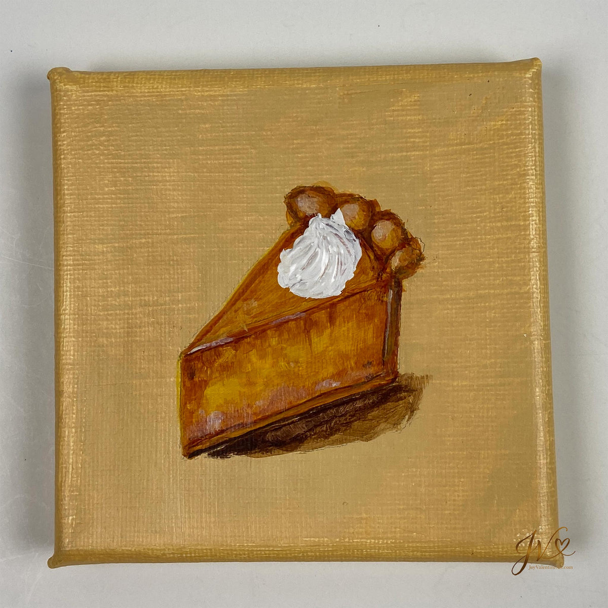 Mini Painting A Little Slice of Autumn original acrylic painting unframed by Joy Valentine