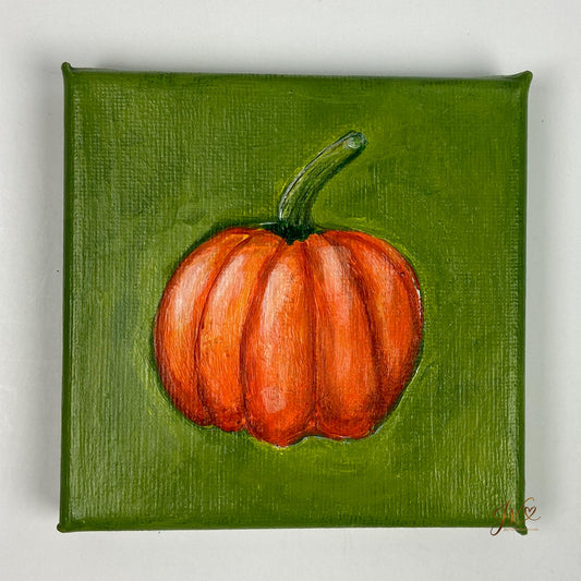 Mini Painting Little Pumpkin original acrylic painting unframed by Joy Valentine