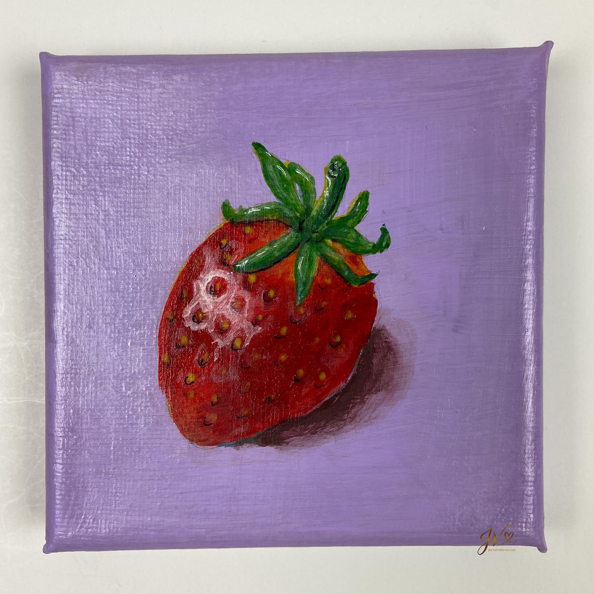Mini Painting Strawberry original acrylic painting unframed by Joy Valentine