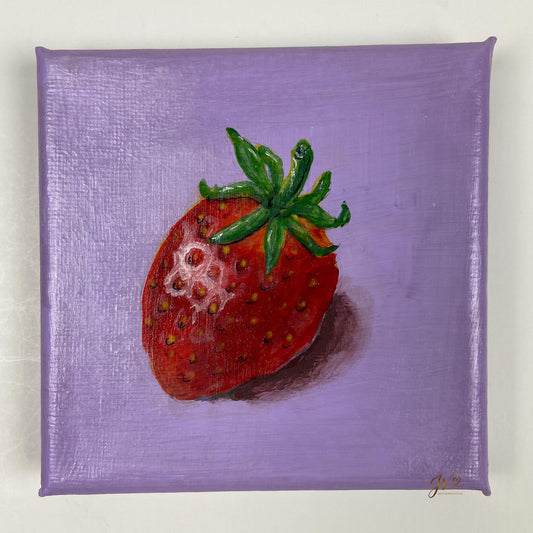 Mini Painting Strawberry original acrylic painting unframed by Joy Valentine